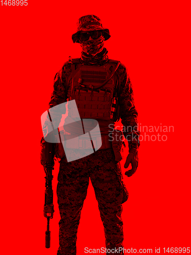 Image of soldier red duotone