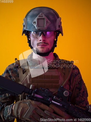 Image of soldier yellow background