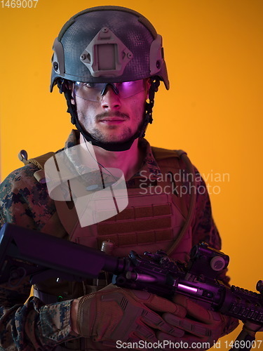 Image of soldier yellow background