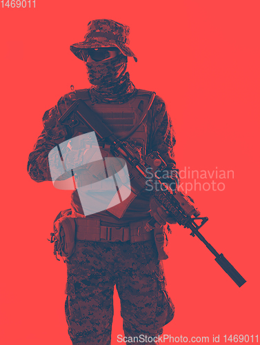 Image of soldier red duotone