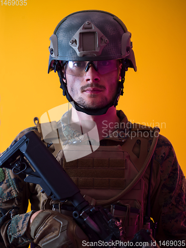 Image of soldier yellow background