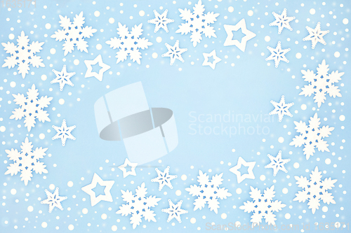 Image of Winter and Christmas Snowflake Background Border  