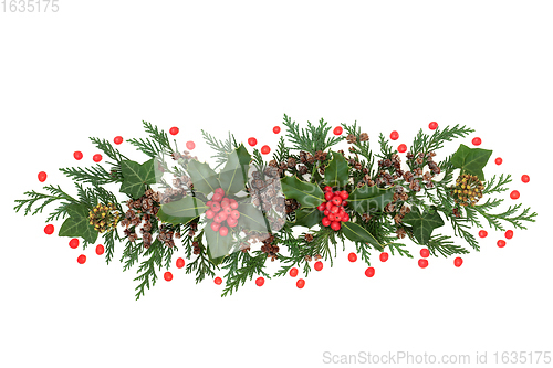 Image of Christmas Decoration of Holly and Winter Greenery