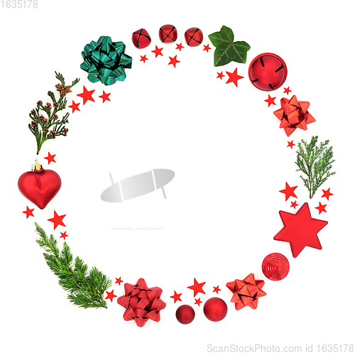 Image of Christmas Wreath with Baubles Stars and Greenery