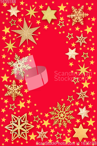 Image of Christmas Border with Stars and Snowflakes  