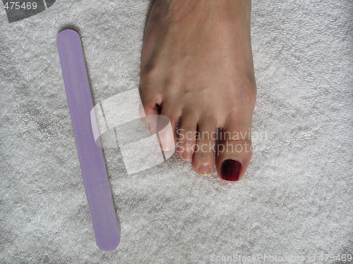 Image of female foot during a pedicure set up