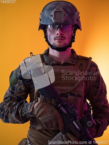 Image of soldier yellow background