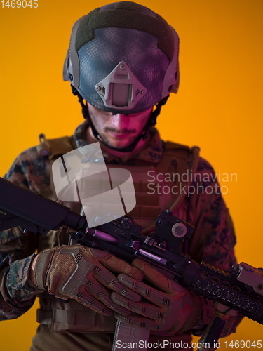 Image of soldier yellow background