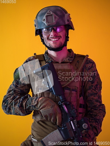 Image of soldier yellow background