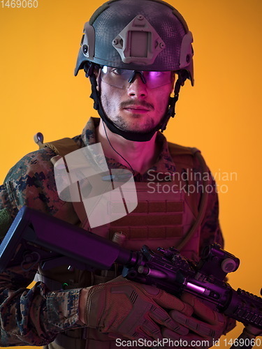 Image of soldier yellow background