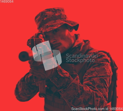 Image of soldier red duotone