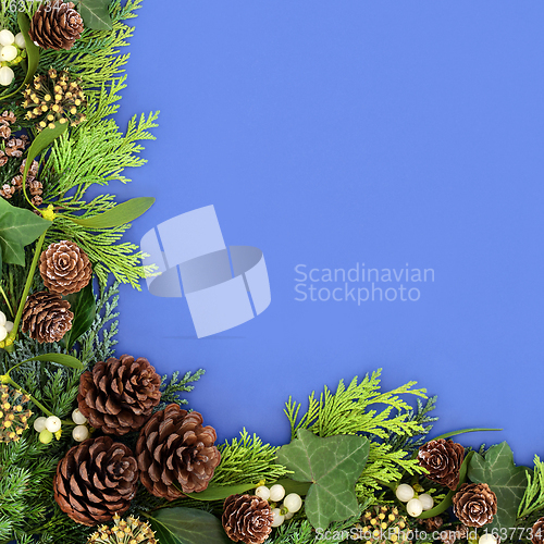 Image of Traditional Winter Greenery Background Border  
