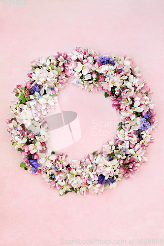 Image of Spring Flower Blossom Wreath on Pink