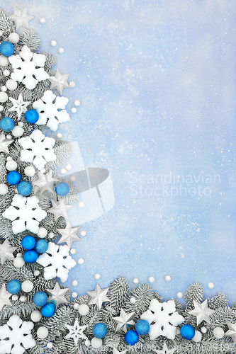 Image of Magical Christmas Snow Star and Snowflake Border 