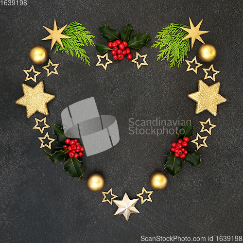 Image of Heart Shaped Festive Christmas Wreath