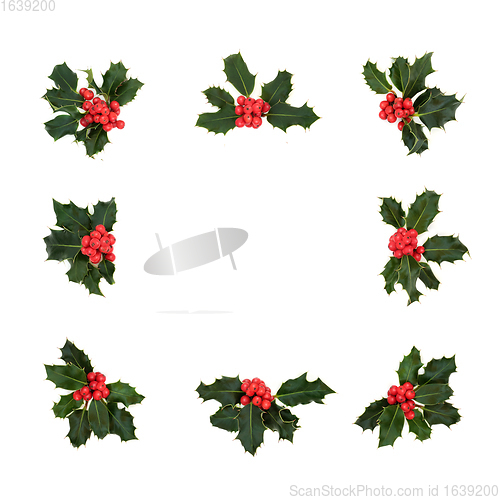 Image of Natural Winter Holly Berry Square Wreath