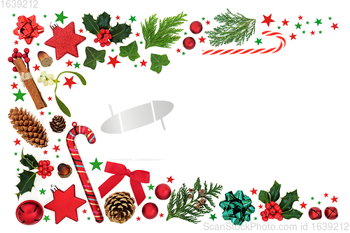 Image of Traditional Christmas Abstract Background Border