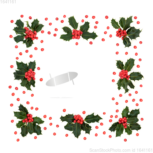 Image of Abstract Holly Berry Wreath with Red Berries