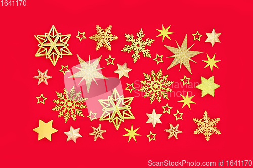 Image of Christmas Snowflake and Star Composition