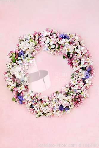 Image of Spring Flower Blossom Wreath on Pink