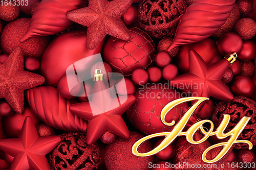 Image of Christmas Joy Abstract Red Bauble Background