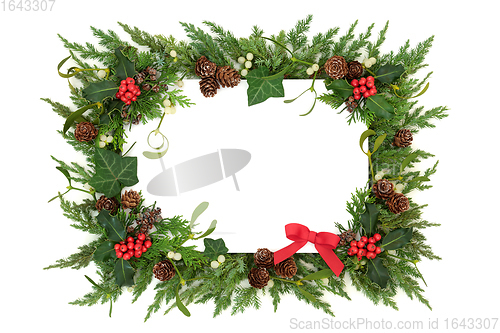 Image of Traditional Winter Greenery Background Border