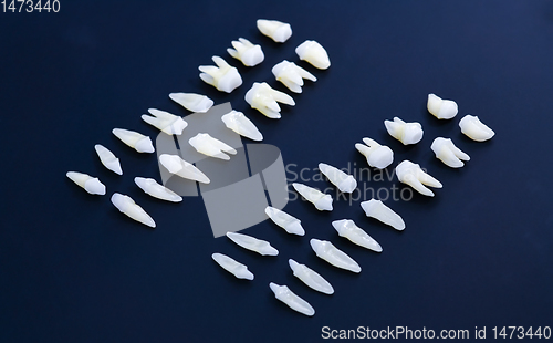 Image of White teeth on blue background