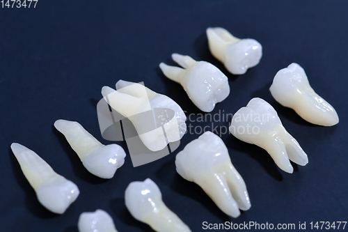 Image of White teeth on blue background