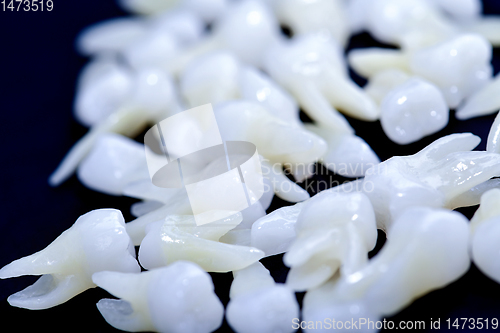 Image of White teeth on blue background