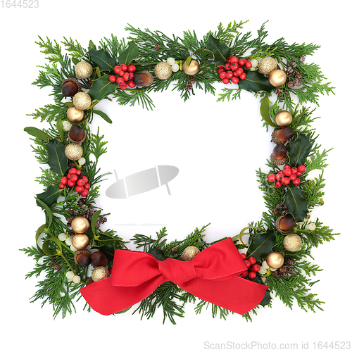 Image of Christmas Border Decoration with Baubles and Bow