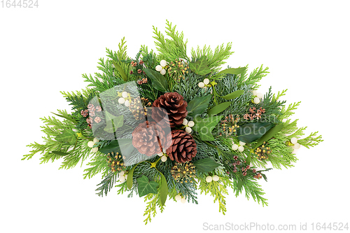 Image of Winter and Christmas Greenery Floral Arrangement