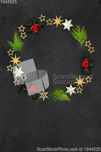 Image of Christmas Flora and Star Wreath Decoration