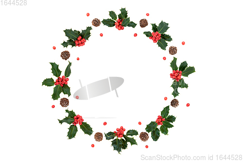 Image of Christmas Holly Berry & Pine Cone Wreath 