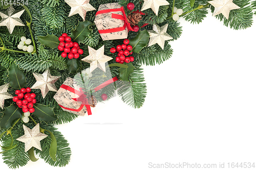 Image of Christmas Border with Gift Boxes Flora & Baubles