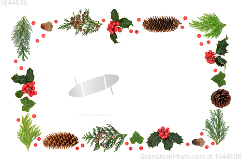 Image of Festive Winter Solstice and Christmas Background Border 