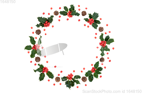 Image of Natural Holly Berry & Pine Cone Wreath 