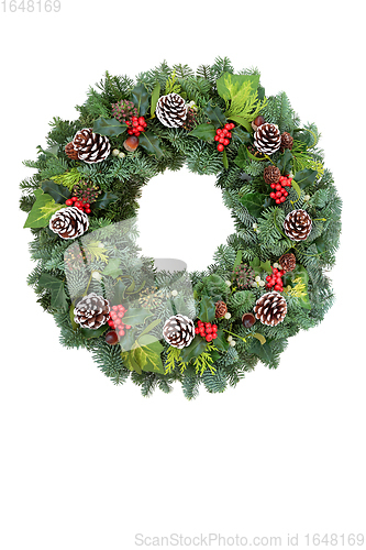 Image of Holly and Winter Greenery Solstice Wreath 