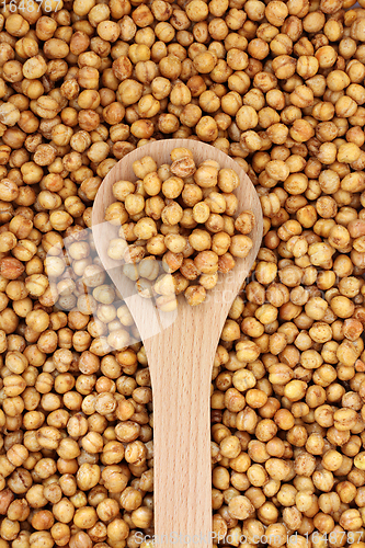 Image of Vegan Roasted Spicy Chickpeas in a Spoon