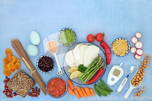 Image of Blood Sugar Monitoring Equipment and Low Glycemic Food