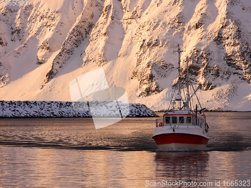 Image of Return of a Fishing Boat, Honningsvag, Mageroya, Norway