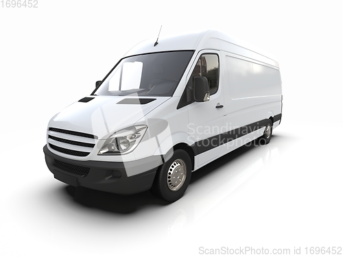 Image of White Commercial Delivery Truck isolated on White Background