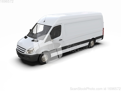 Image of White Commercial Delivery Truck isolated on White Background