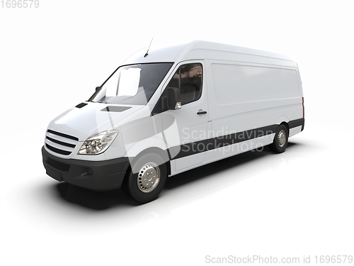 Image of White Commercial Delivery Truck isolated on White Background