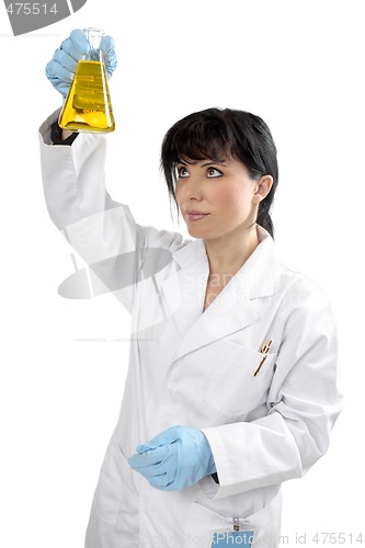 Image of Scientist chemist with flask