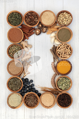 Image of Stress Relieving Adaptogen Herbs Health Food Border