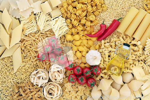 Image of Italian Pasta Assortment and Food Ingredients