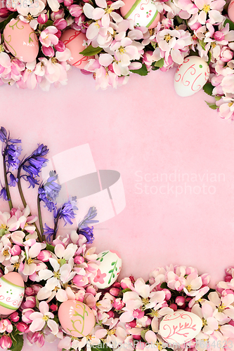 Image of Spring and Easter Egg Flower Blossom Border