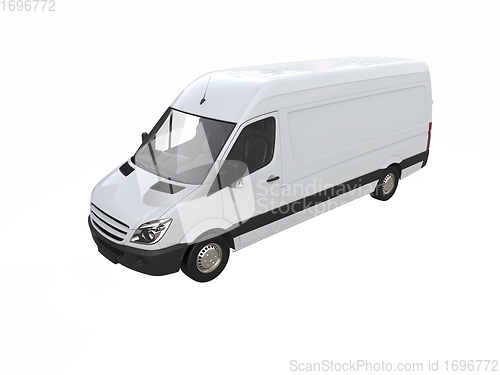 Image of White Commercial Delivery Truck isolated on a White Background