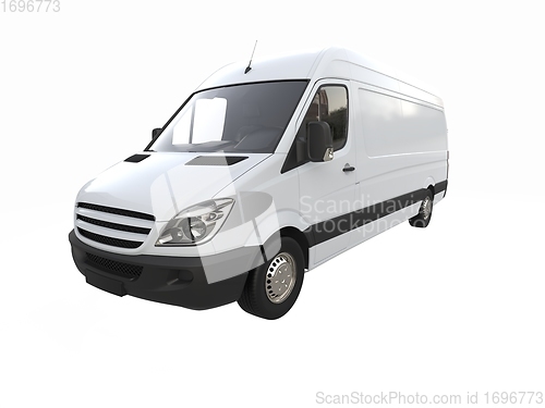 Image of White Commercial Delivery Truck isolated on a White Background