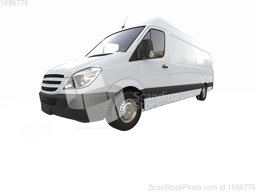 Image of White Commercial Delivery Truck isolated on a White Background